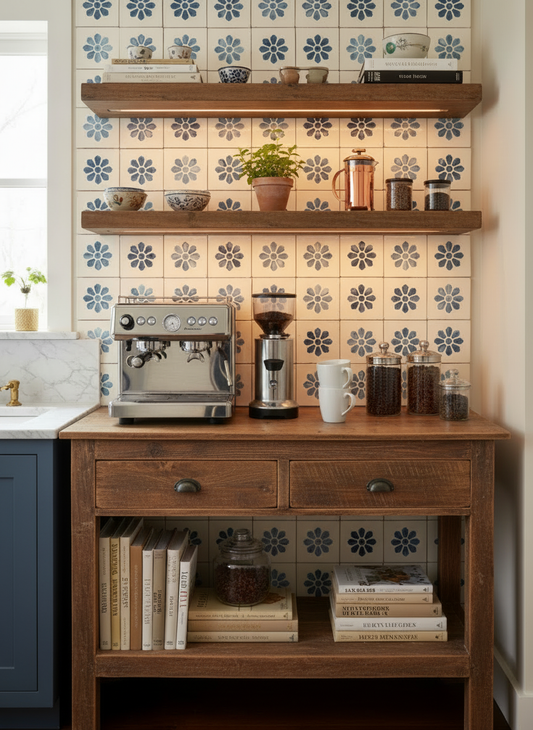 Rediscovered Navy Clavel Glazed Tile