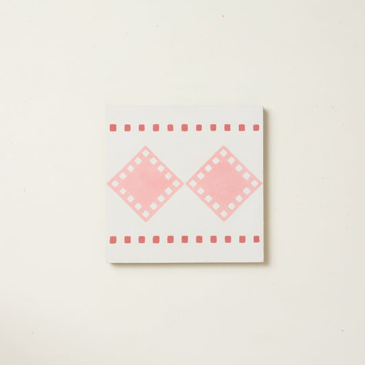 Pink Diamond Border Cement Tile
