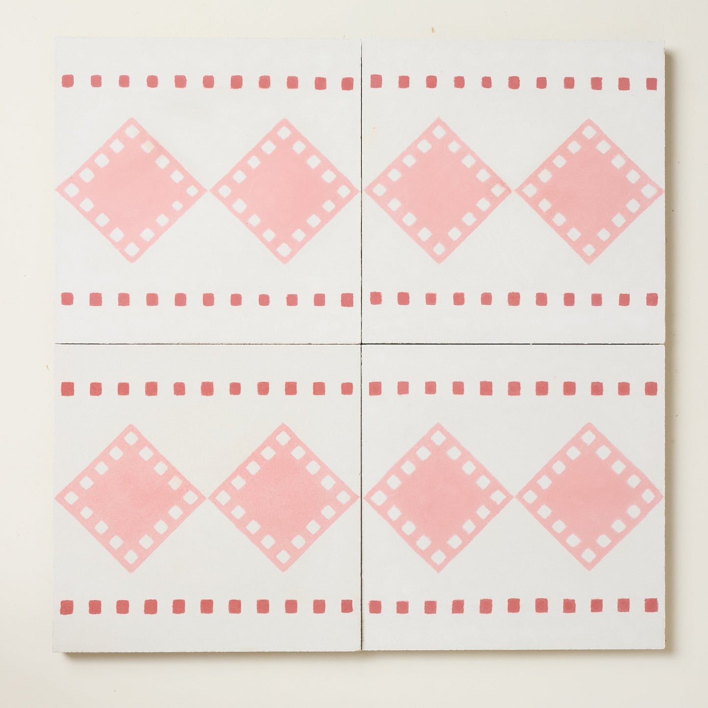 Pink Diamond Border Cement Tile