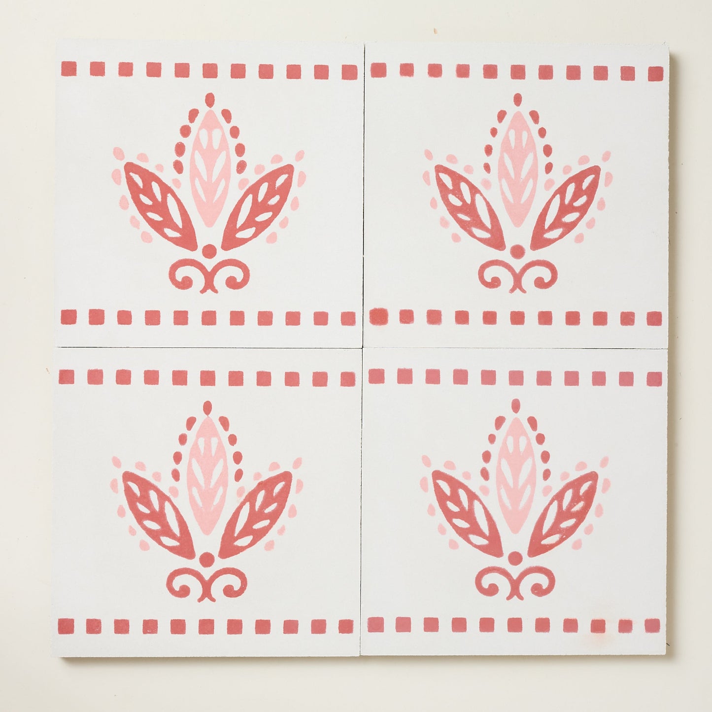 Pink Urn Border Cement Tile