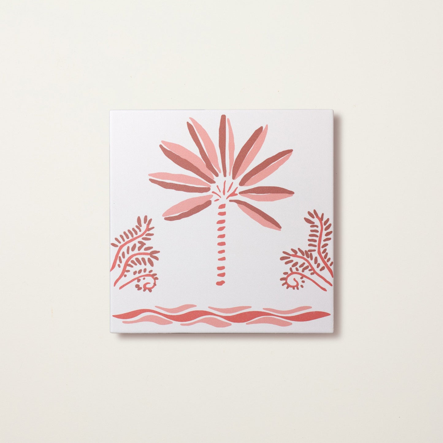 Pink Palm Border Porcelain Tile