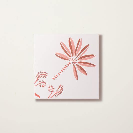 Pink Palm Corner Porcelain Tile