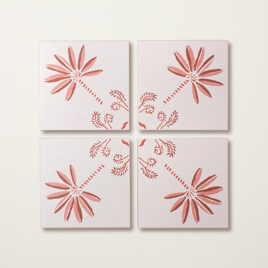 Pink Palm Corner Porcelain Tile