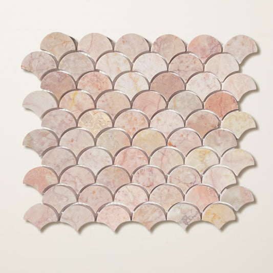 Rose Pink Scallop Mosaic Marble
