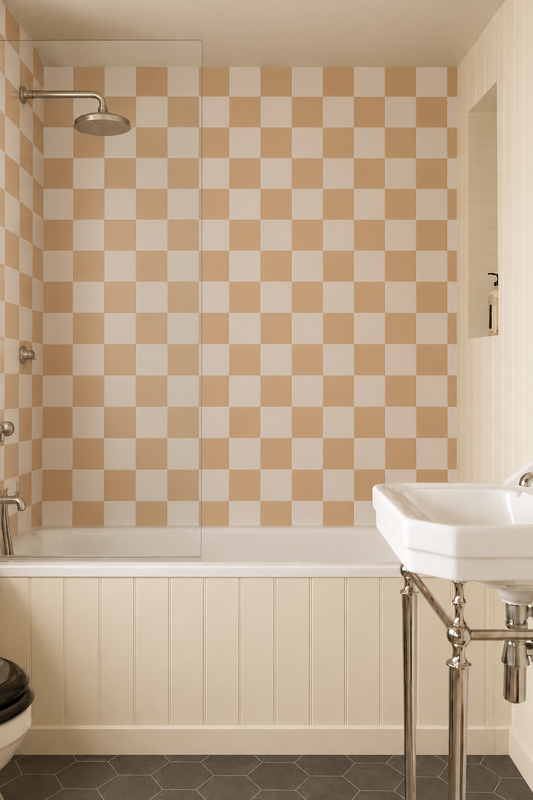 Grubby Yellow Chequerboard Porcelain Tile