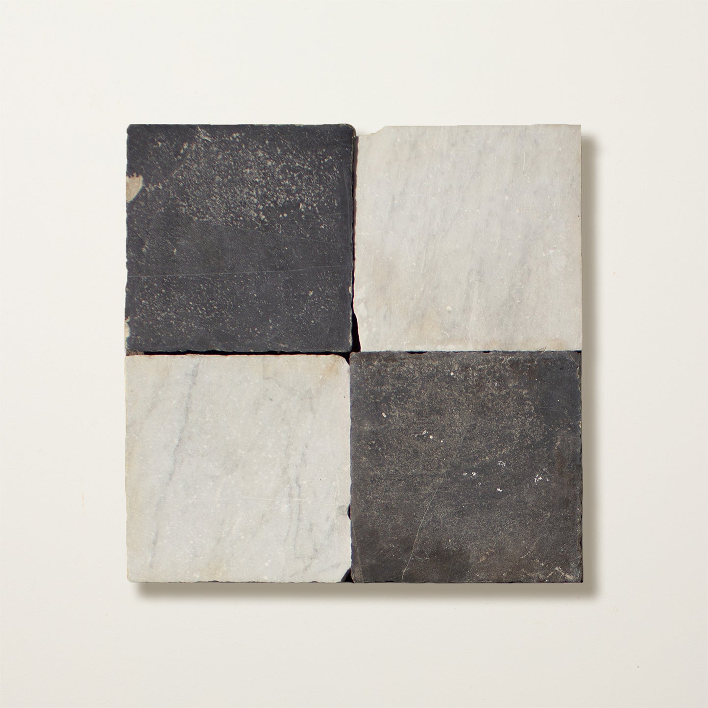 Reclaimed Tumbled Marble Chequerboard 28x28cm