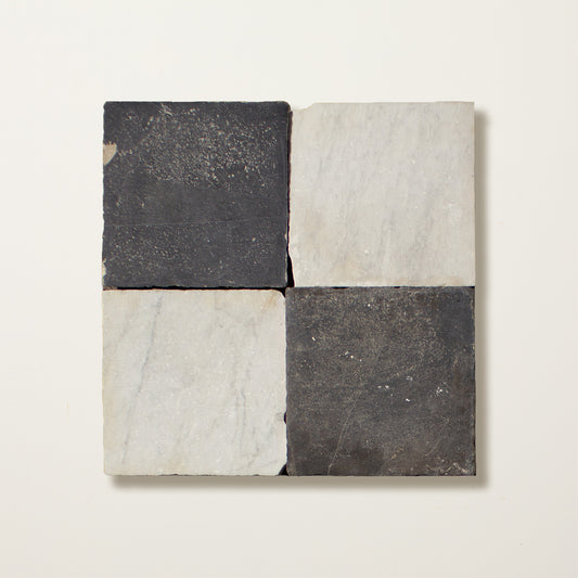Reclaimed Tumbled Marble Chequerboard 28x28cm