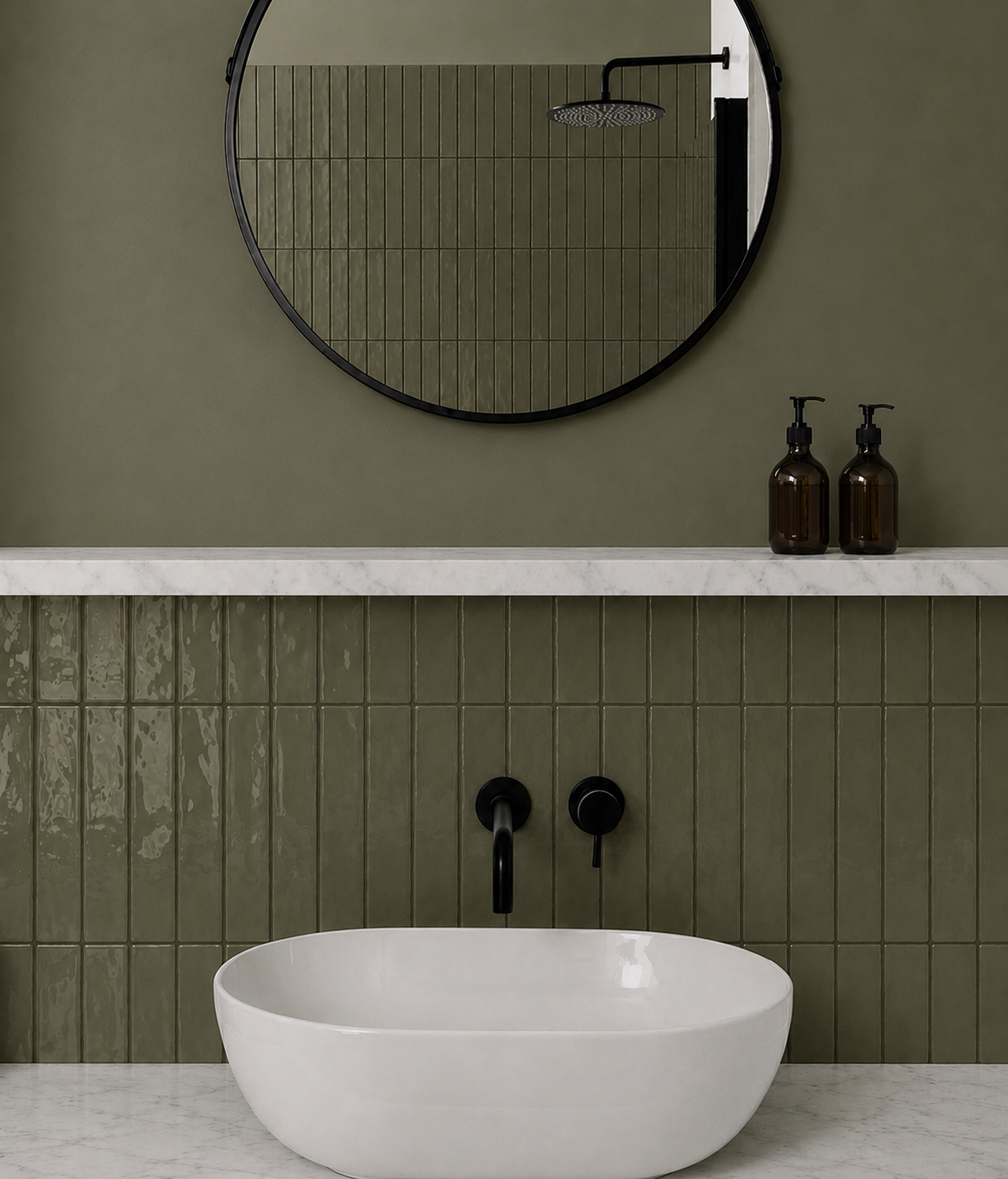 Mulch Green Glazed Skinny Metro Tile