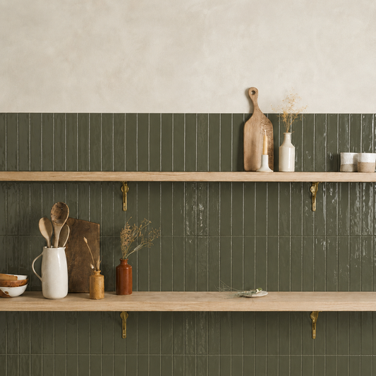 Mulch Green Glazed Skinny Metro Tile