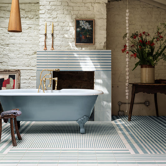 Scattering Sky Skinny Stripe Cement Tile
