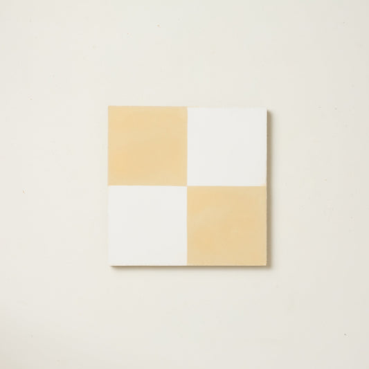 Grubby Yellow Chequerboard Cement Tile