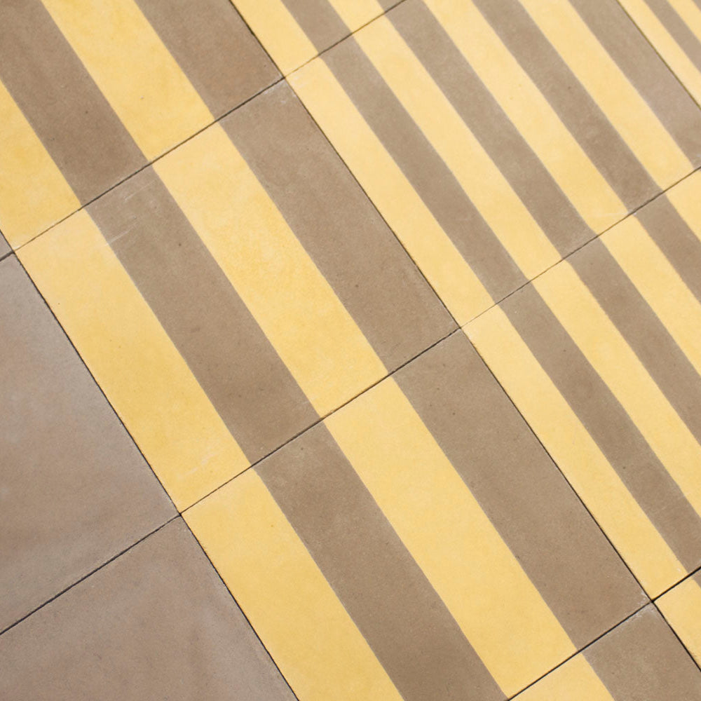 Grubby Yellow Wide Stripe Cement Tile