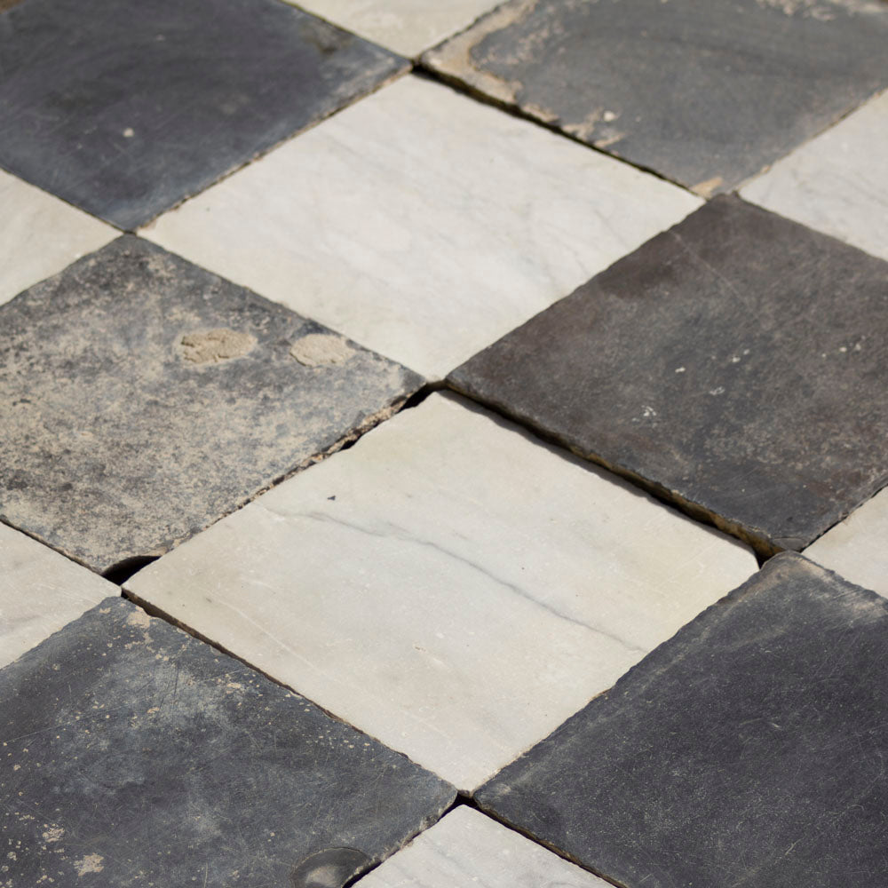 Reclaimed Tumbled Marble Chequerboard 28x28cm