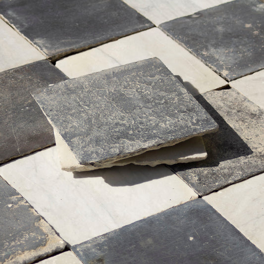 Reclaimed Tumbled Marble Chequerboard 28x28cm
