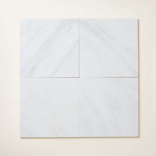 White Square Honed Marble - 15 x 15 cm