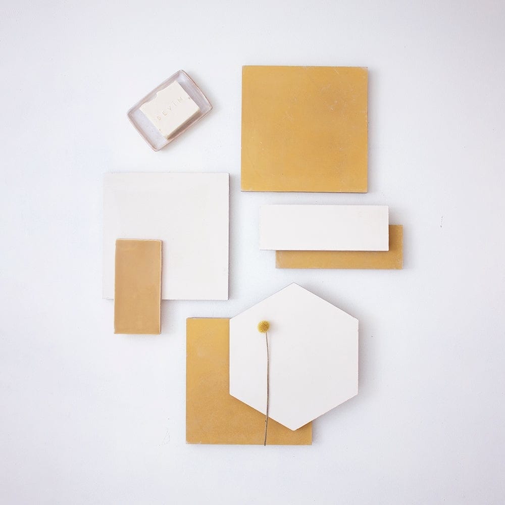 #05 Milk Yellow™ Square Tile Tiles - Handmade