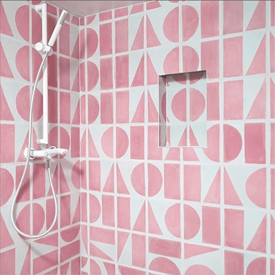 13mm Pink Split Shift One Tiles - Handmade