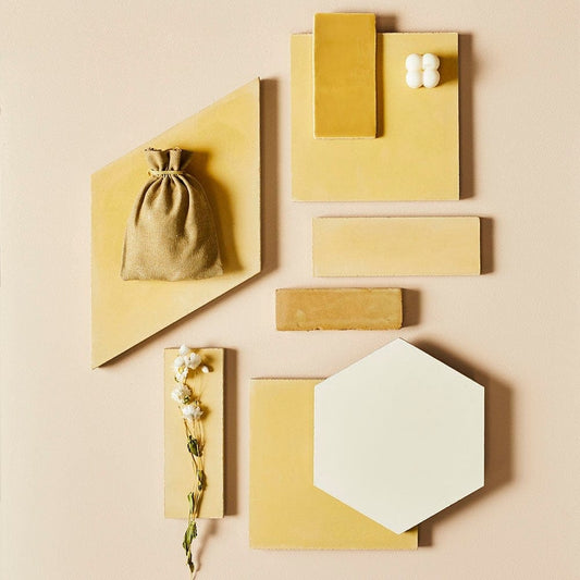Sweet Yellow Herringbone Tile Tiles - Handmade
