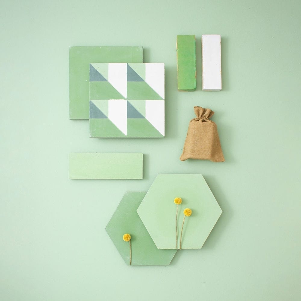 #21 Pistachio™ Herringbone Tile Tiles - Handmade