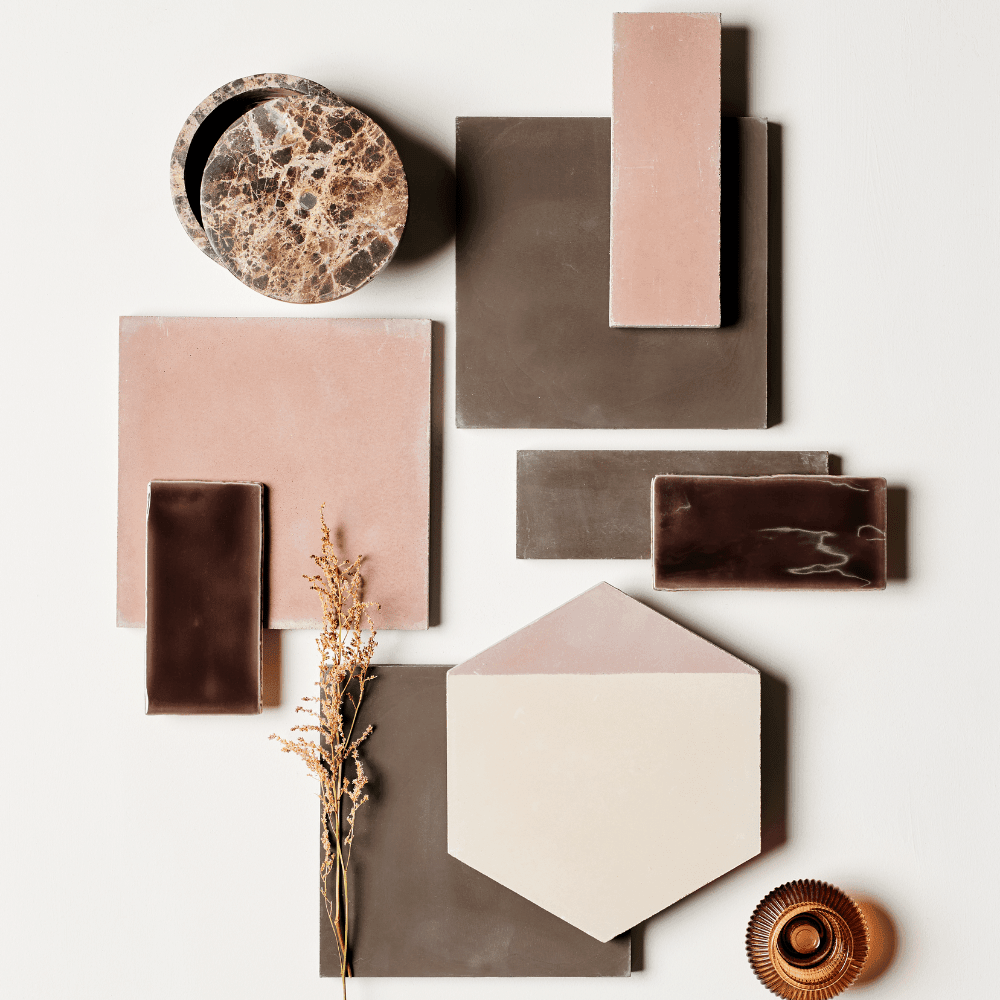 Leather Brown Plain Tile Tiles - Handmade