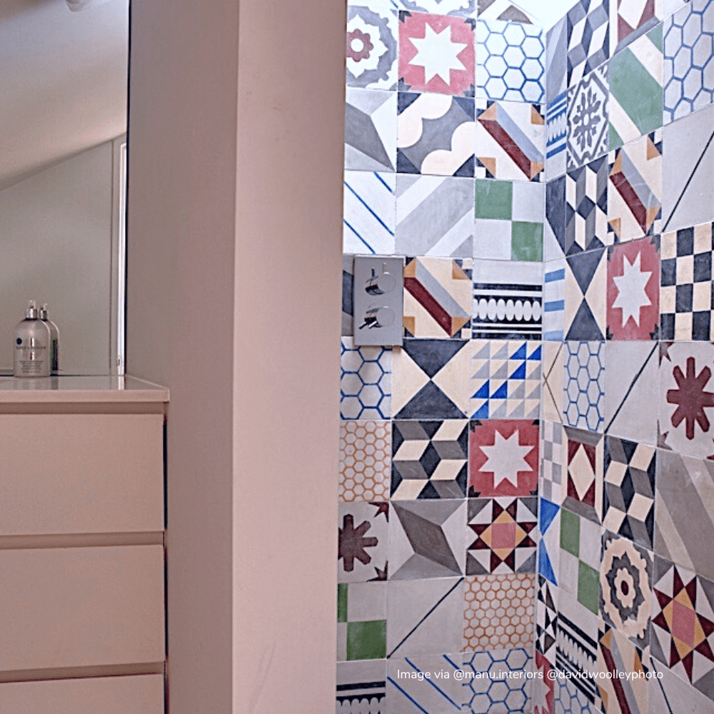 Handmade Patchwork Multi-Coloured Cement Tile