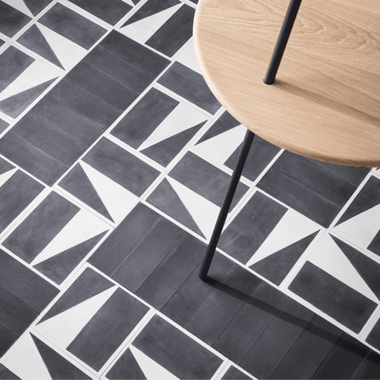 #40 Ebony Black™ Herringbone Tile Tiles - Handmade