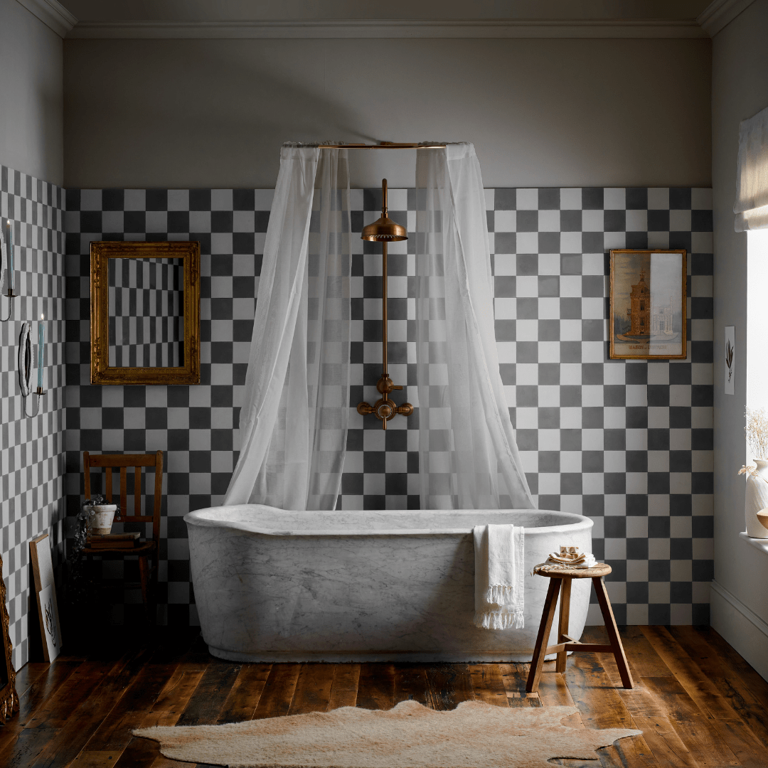 Soot Chequerboard Cement Tile