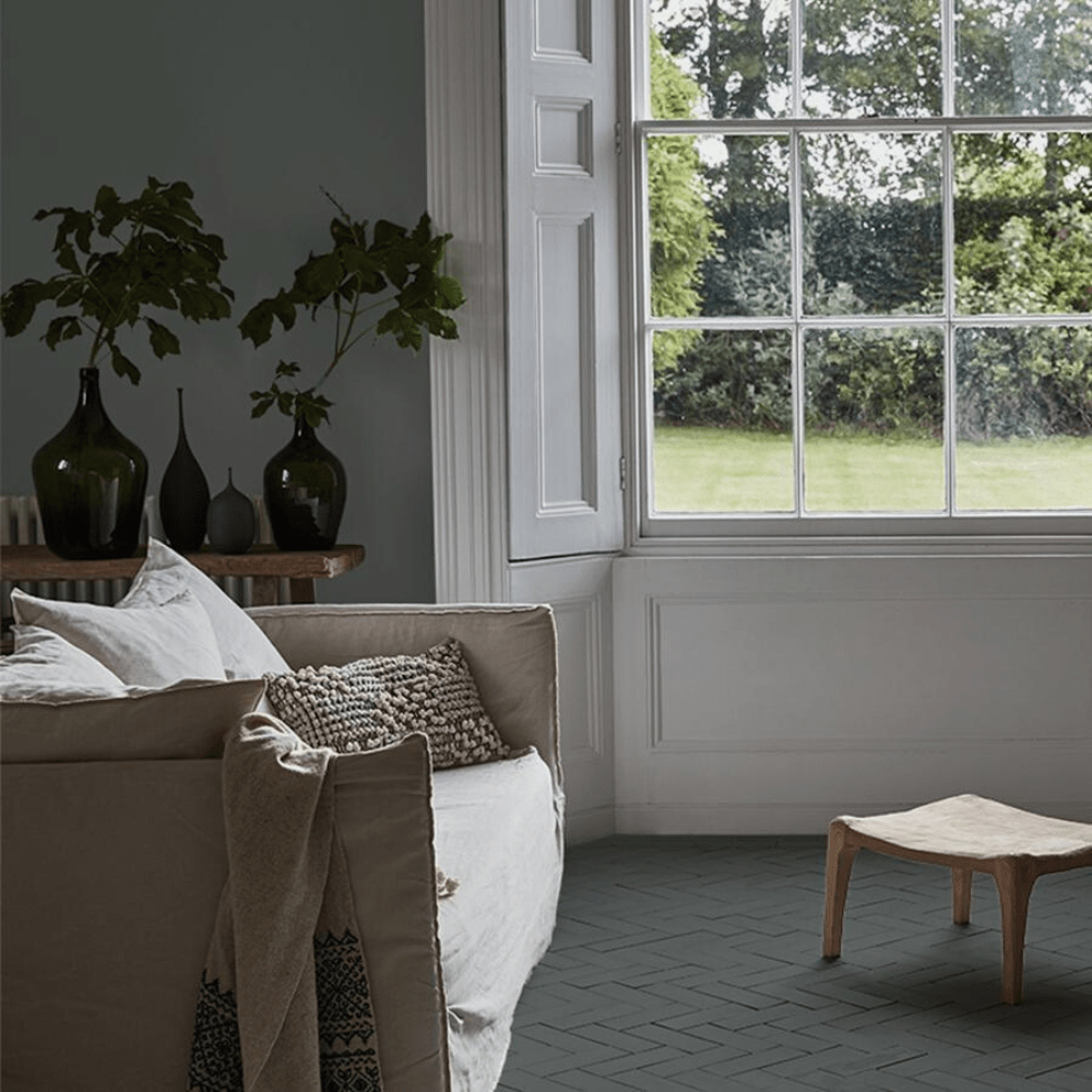 Tealish Herringbone Cement Tile
