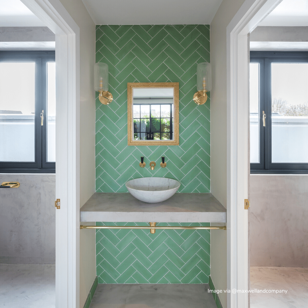 Suite Green Herringbone Cement Tile