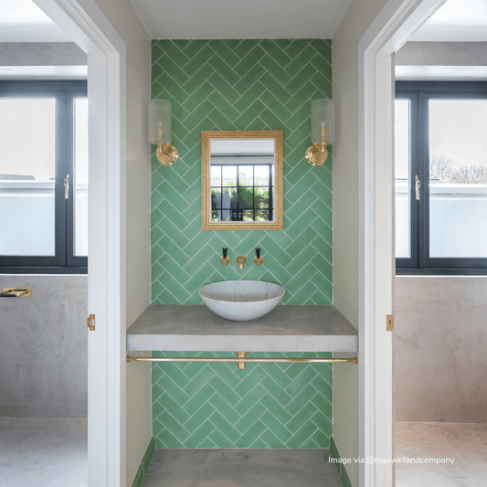 Suite Green Herringbone Cement Tile