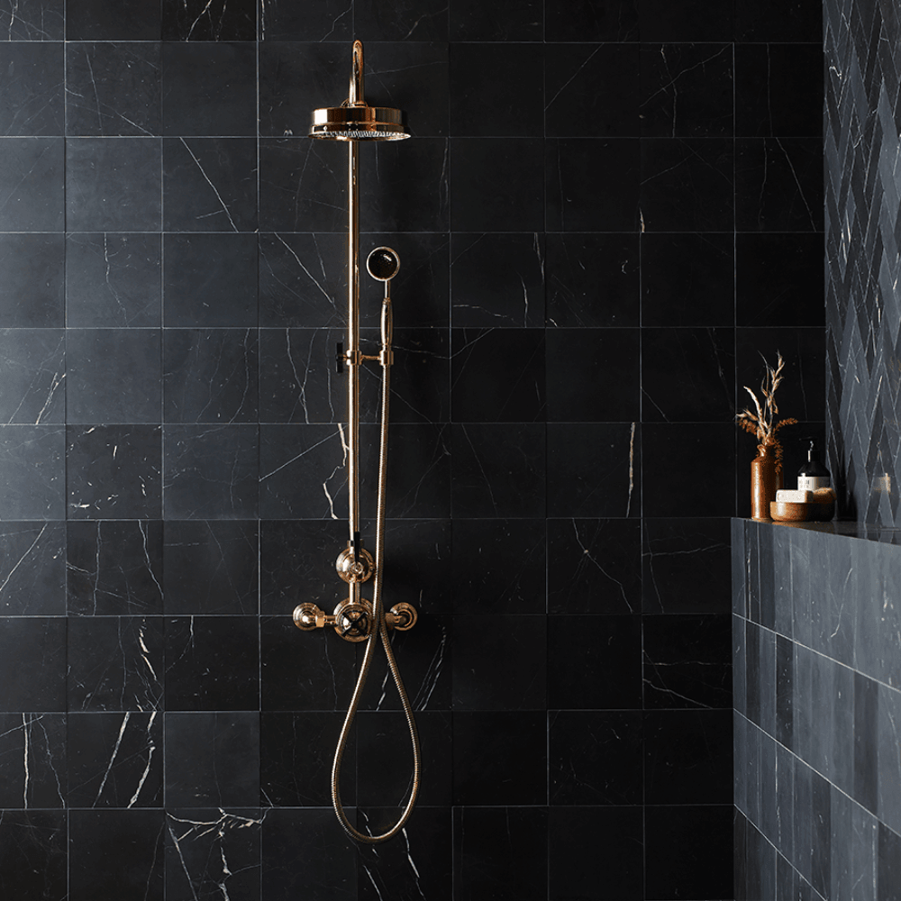 Black Veined Honed Marble Tiles – Marble