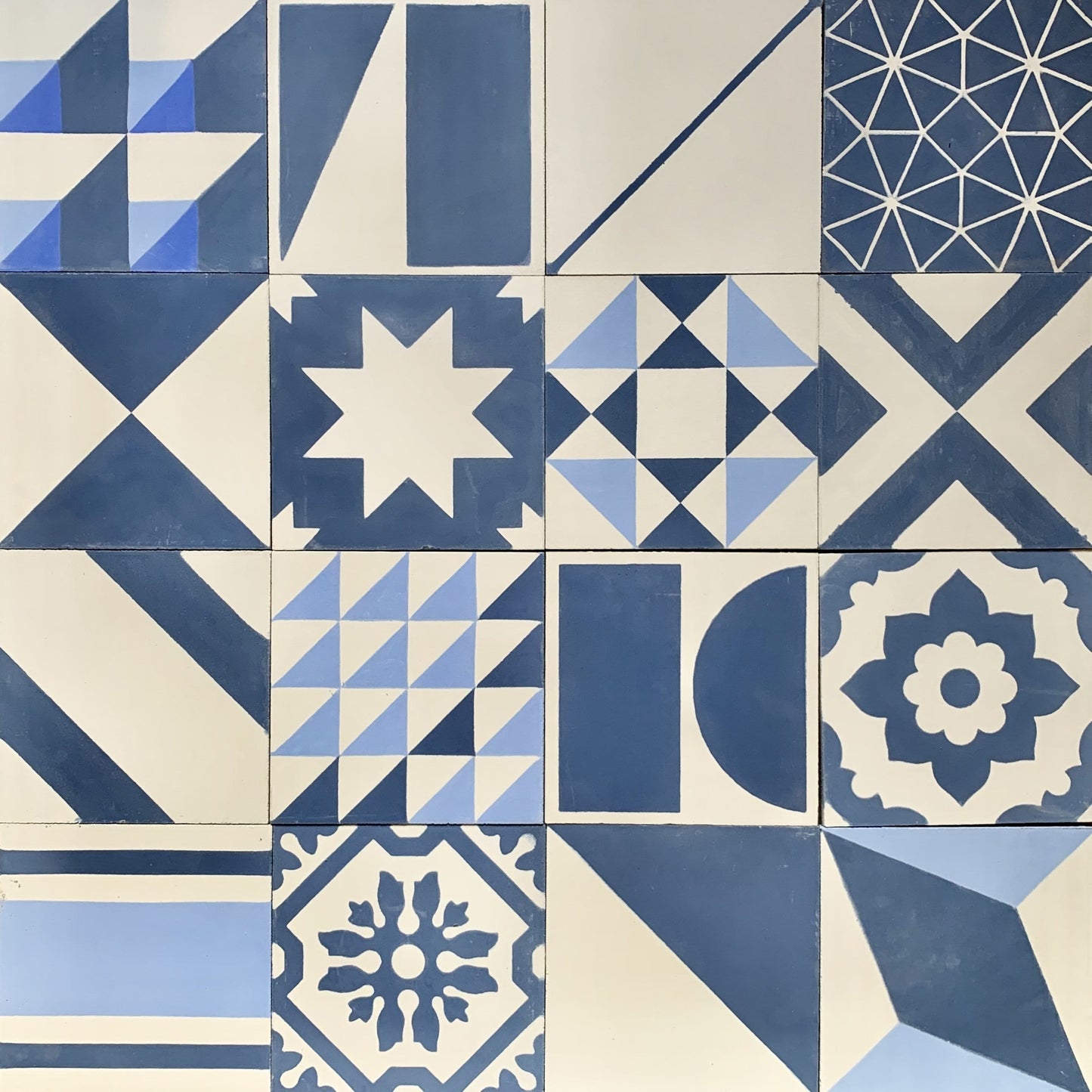 Blue Handmade Patchwork Tile Tiles - Handmade