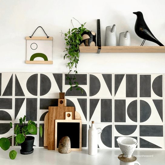 Darkroom Black Split Shift Three Tiles - Handmade