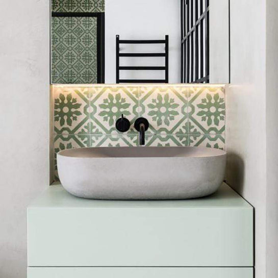 Green Basco Tile Tiles - Handmade