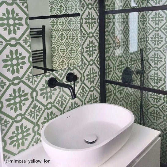 Green Basco Tile Tiles - Handmade