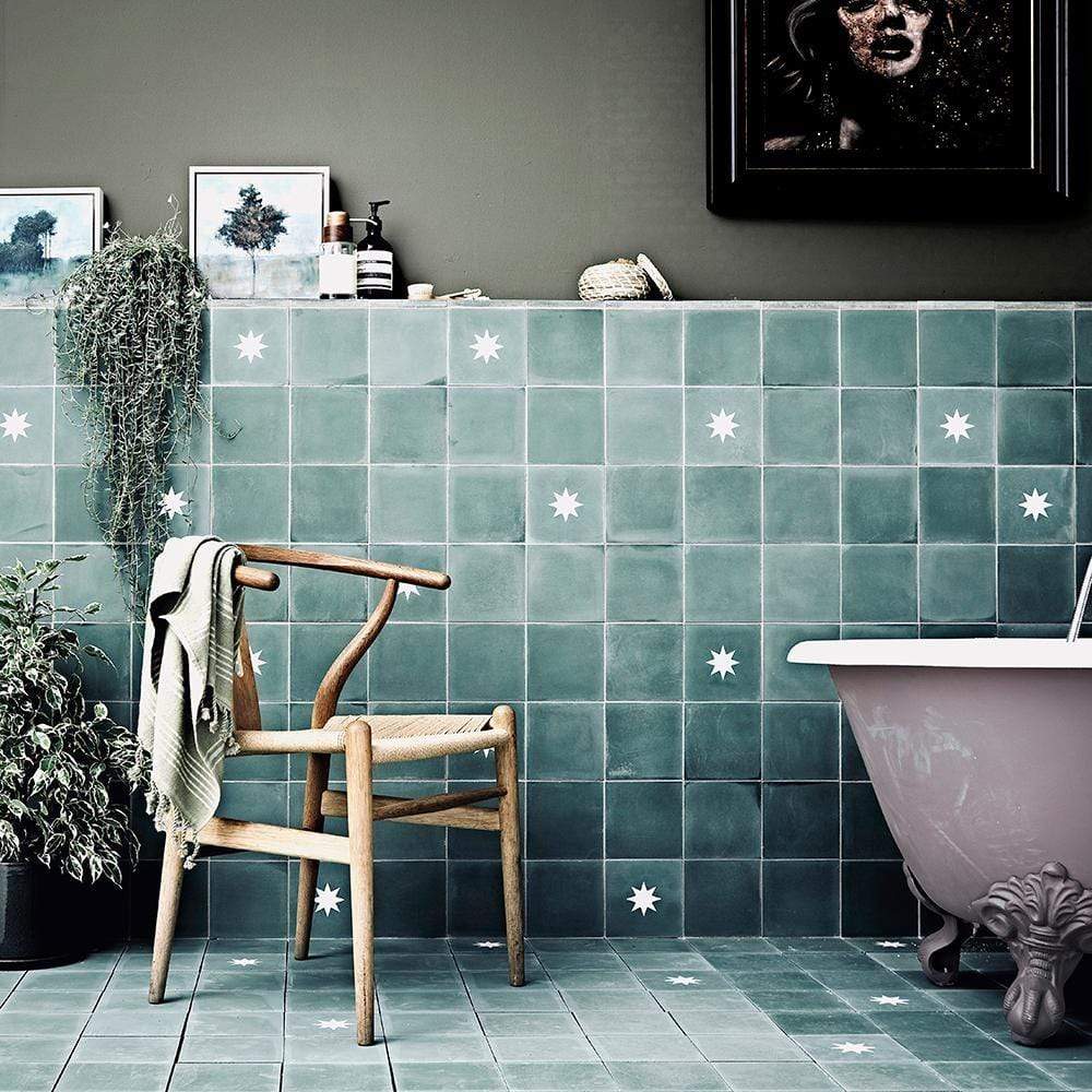 Small Tealish Cement Tile