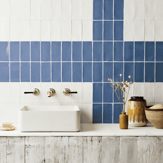 Navy Waterfall Glazed Metro Tile Tiles - Glazed