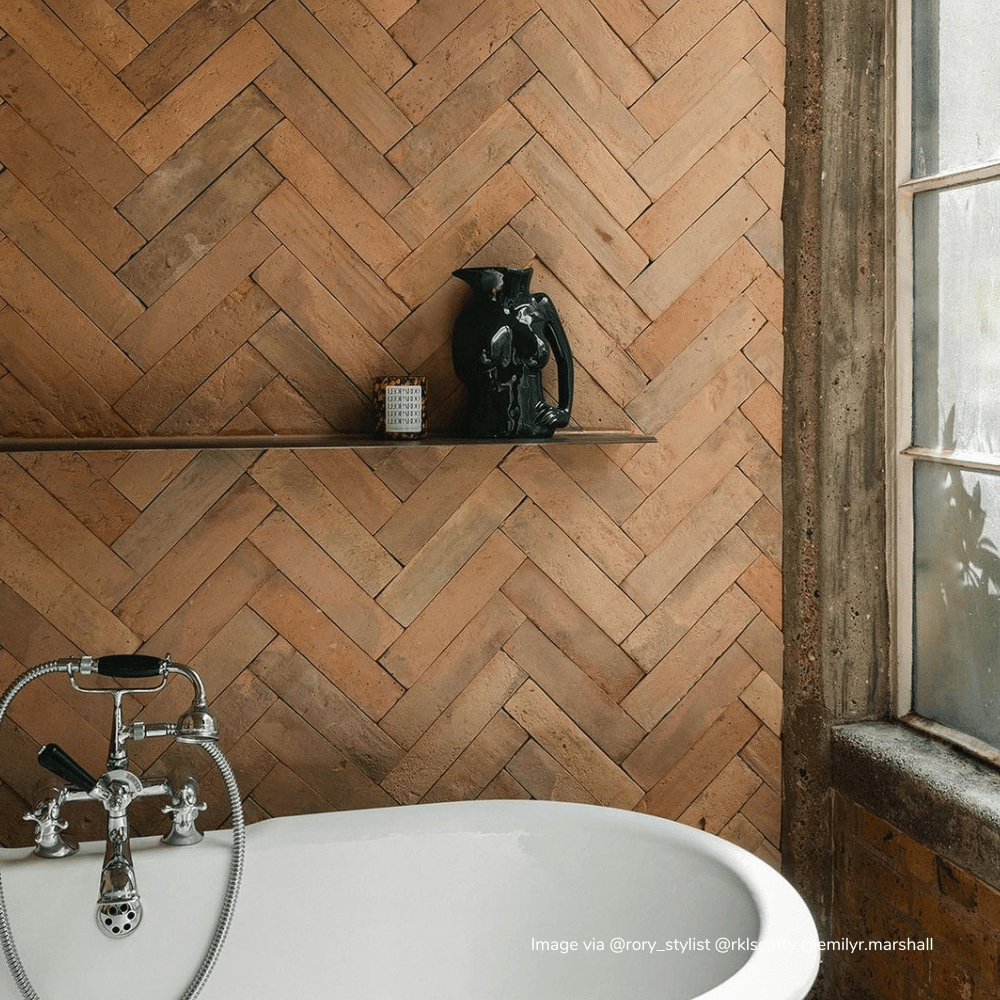 Reclaimed Rectangle Terracotta 7 x 30cm Tile per SQM Tiles - Reclaimed Terracotta