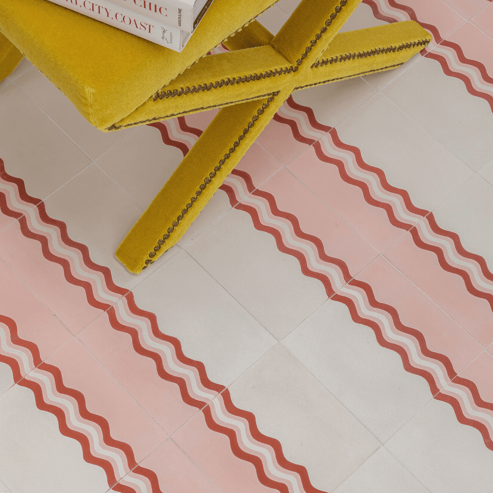 Ric Rac Bubblegum One Tile Tiles - Handmade