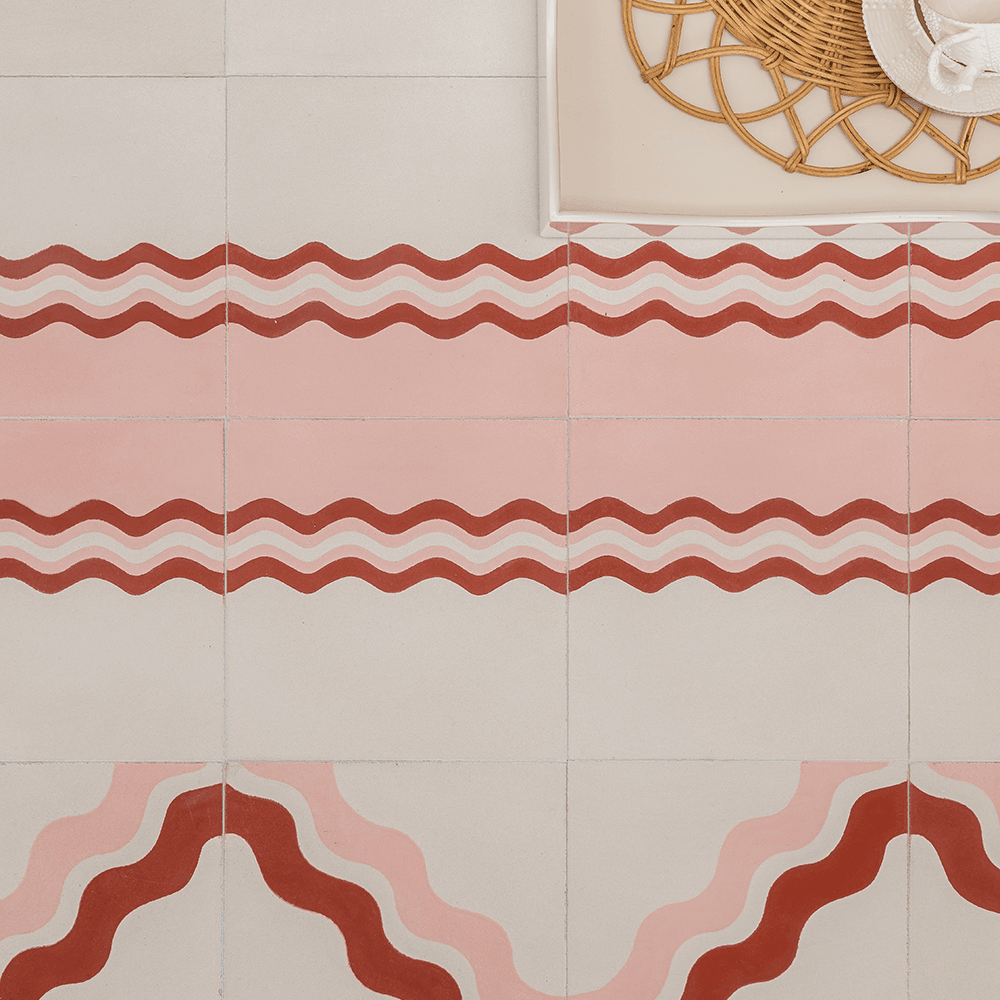 Ric Rac Bubblegum One Tile Tiles - Handmade