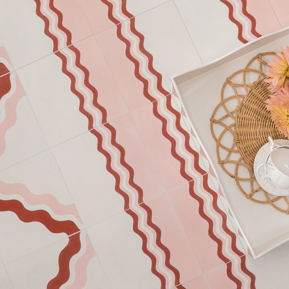 Ric Rac Bubblegum One Tile Tiles - Handmade