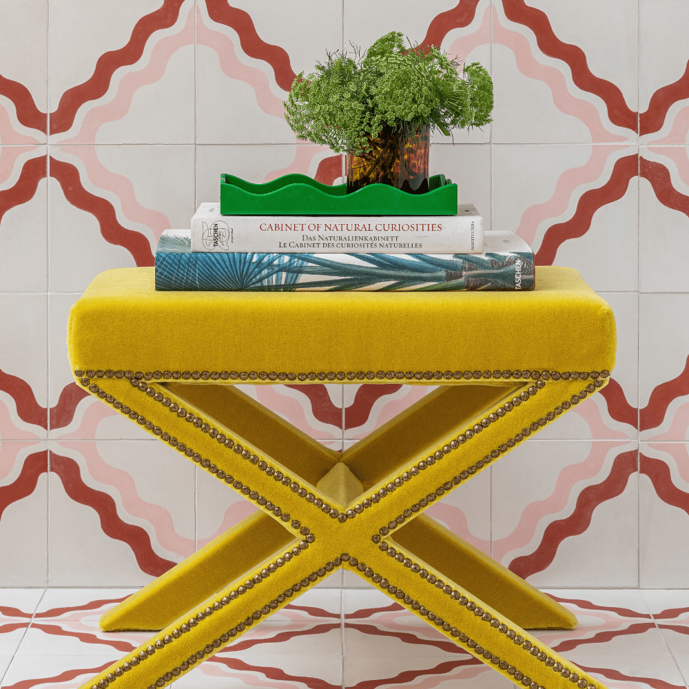 Ric Rac Bubblegum Two Tile Tiles - Handmade