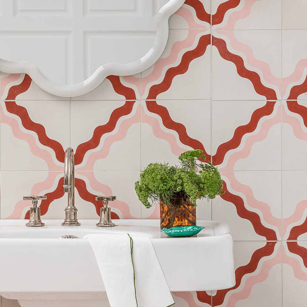 Ric Rac Bubblegum Two Tile Tiles - Handmade