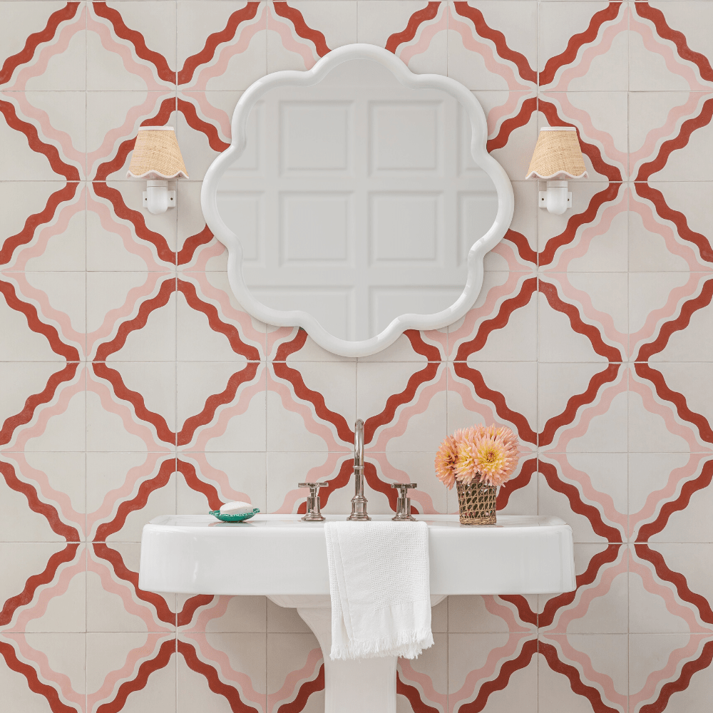 Ric Rac Bubblegum Two Tile Tiles - Handmade