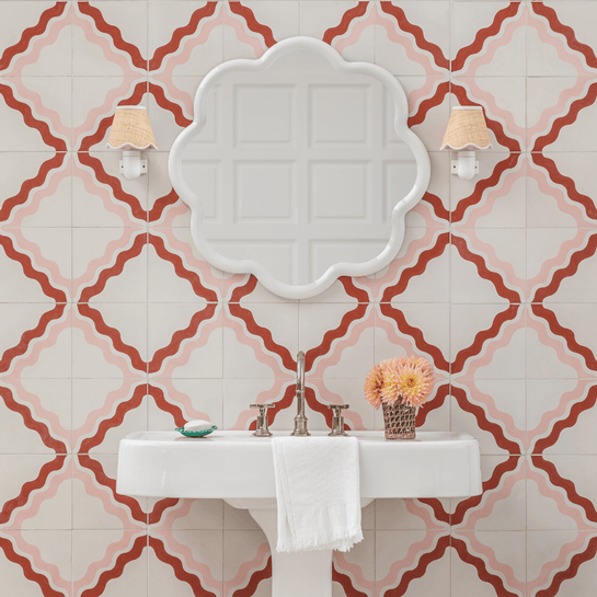 Ric Rac Bubblegum Two Tile Tiles - Handmade