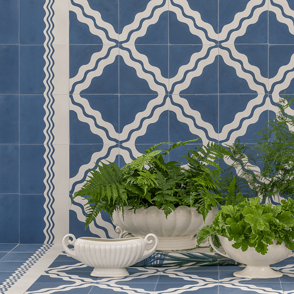 Ric Rac Glacier Mint Two Tile Tiles - Handmade